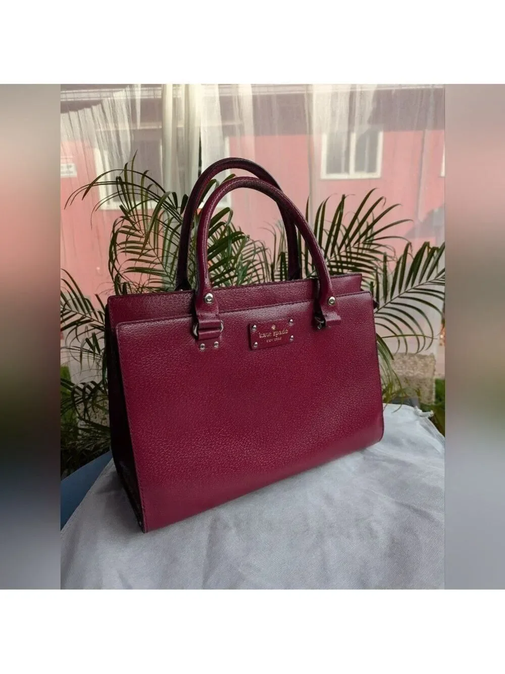 Kate Spade New York Red Leather Tote Handbag Top Handle Satchel Purse